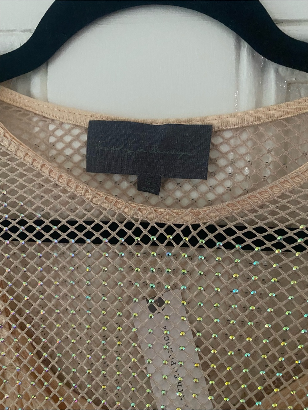 Anthropologie Beige Sheer Mesh Short Sleeve Tee - Picture 5 of 7
